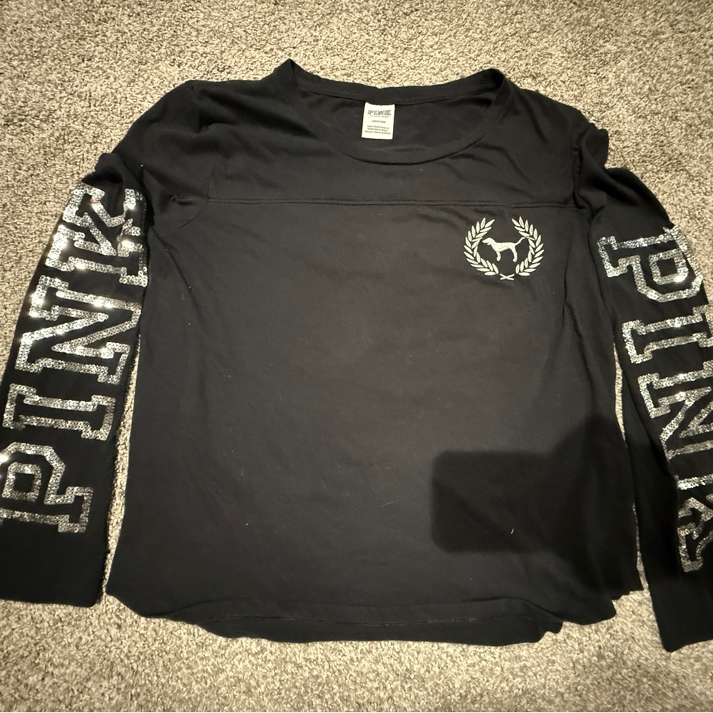 PINK Victoria's Secret Black Long Sleeve with Silver Accents